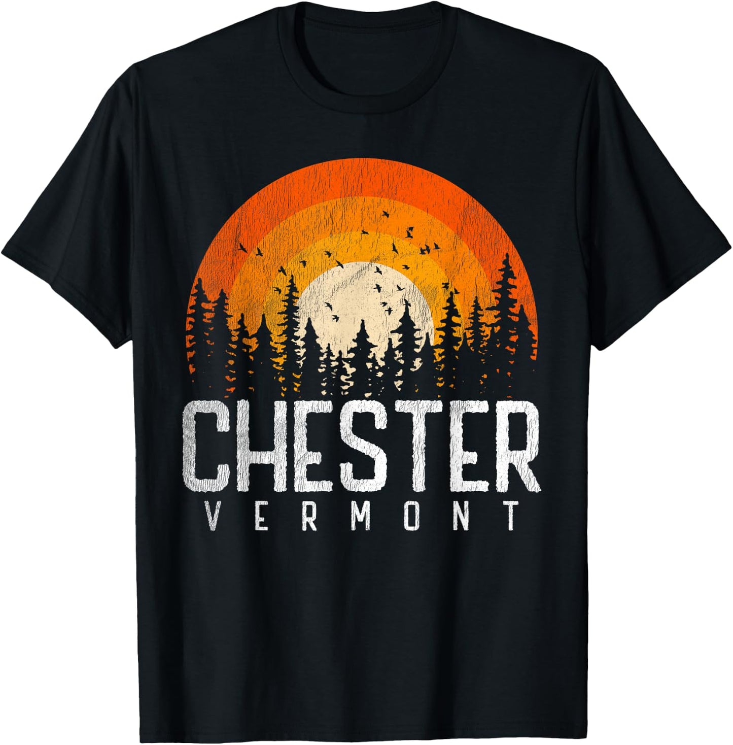 Chester Vermont VT Shirt Vintage 70s 80s 90s Retro City Gift T-Shirt - T-Shirt | Black