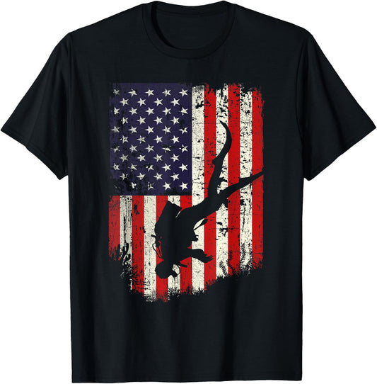 Scuba Diver - Scuba Diving American Flag T-Shirt - T-Shirt | Black