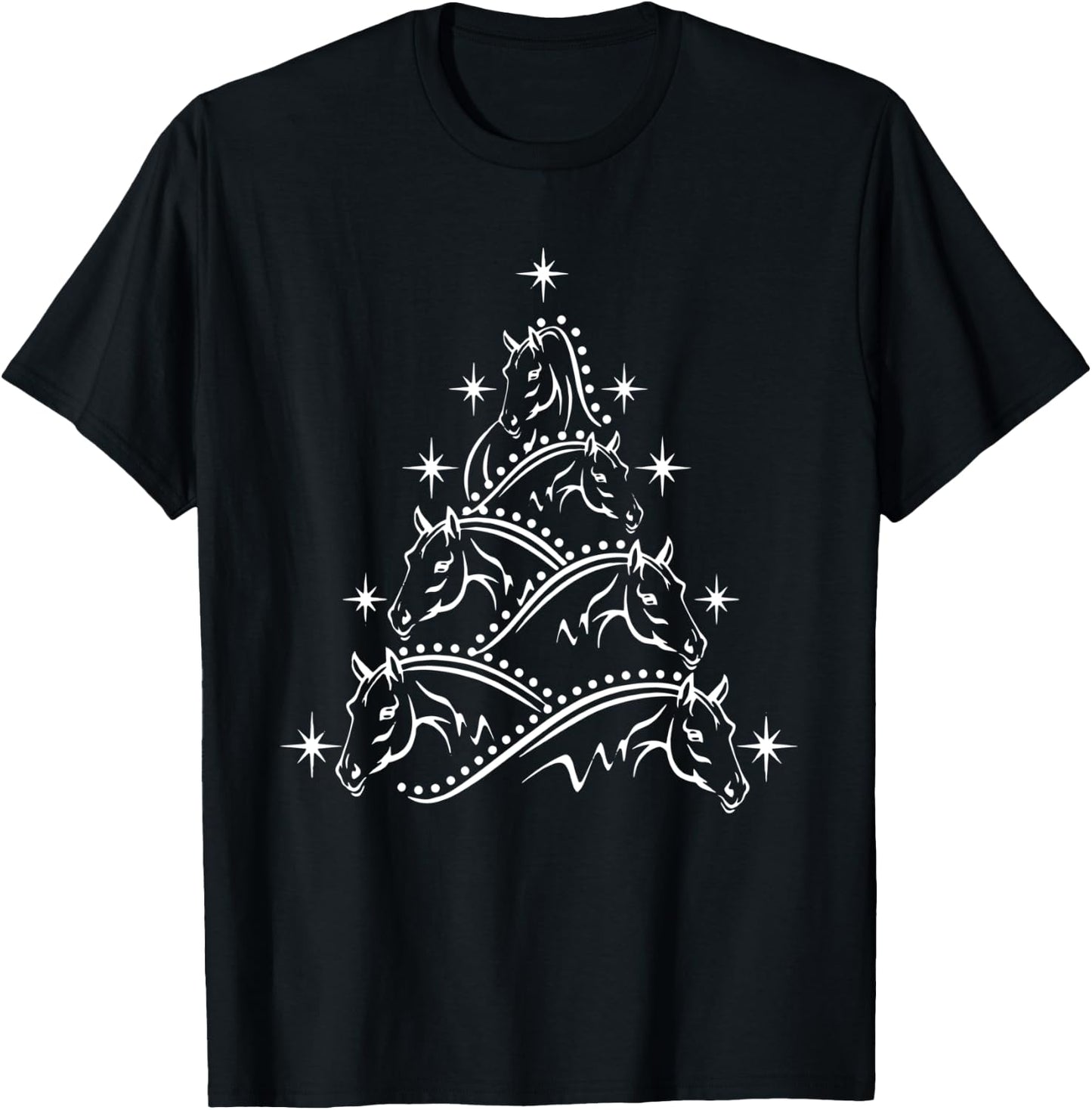 Horse Christmas Tree, Horse Rider Costume, Christmas T-Shirt - T-Shirt | Black