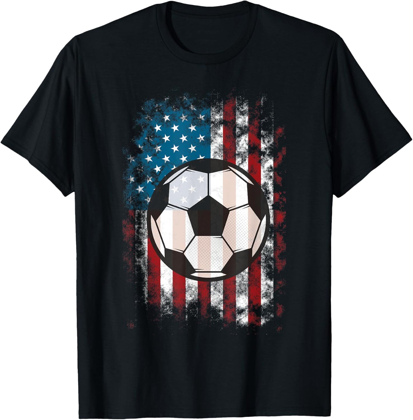 Soccer Ball American Flag USA for Soccer Lovers Women Kids Men T-Shirt - T-Shirt | Black