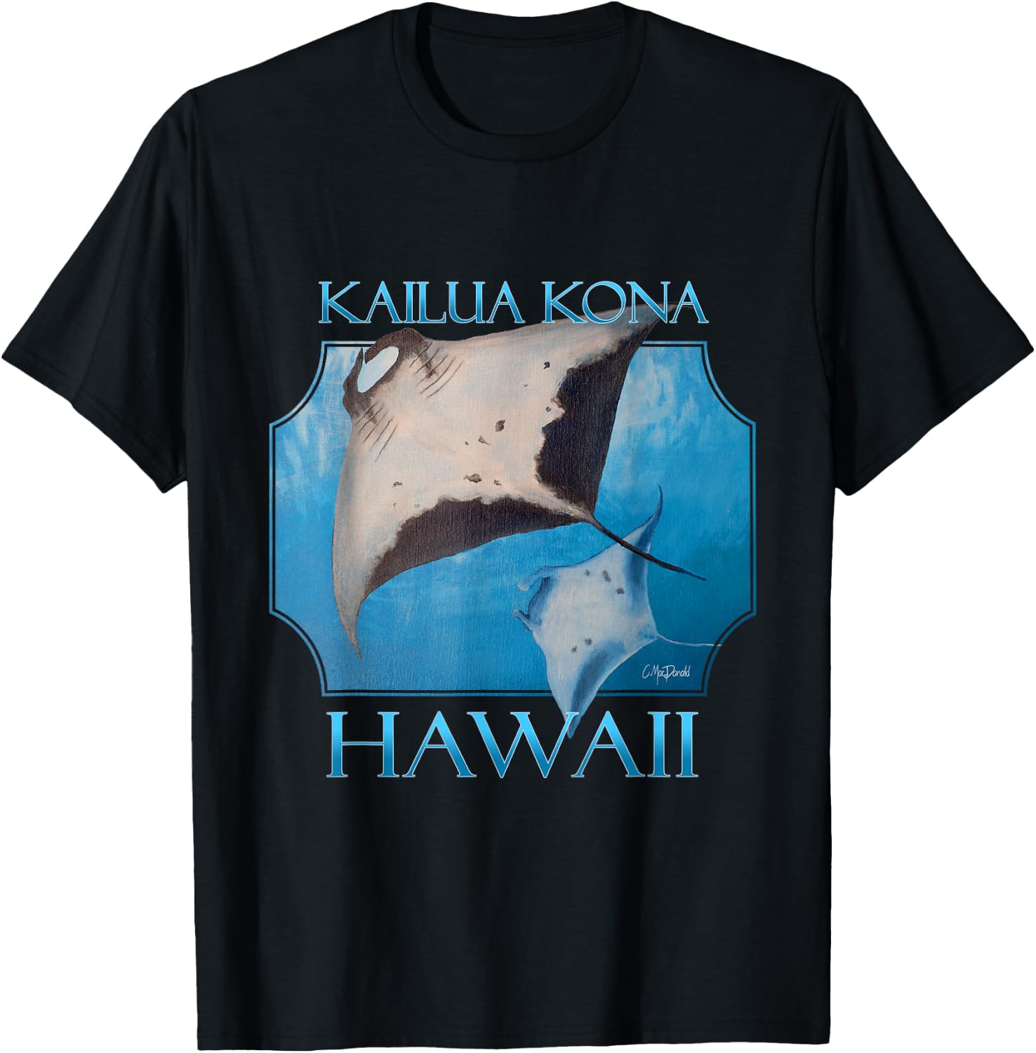 Kailua Kona Hawaii Manta Rays Ocean Sea Rays T-Shirt - T-Shirt | Black