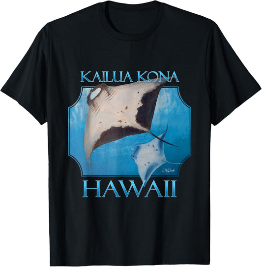 Kailua Kona Hawaii Manta Rays Ocean Sea Rays T-Shirt - T-Shirt | Black