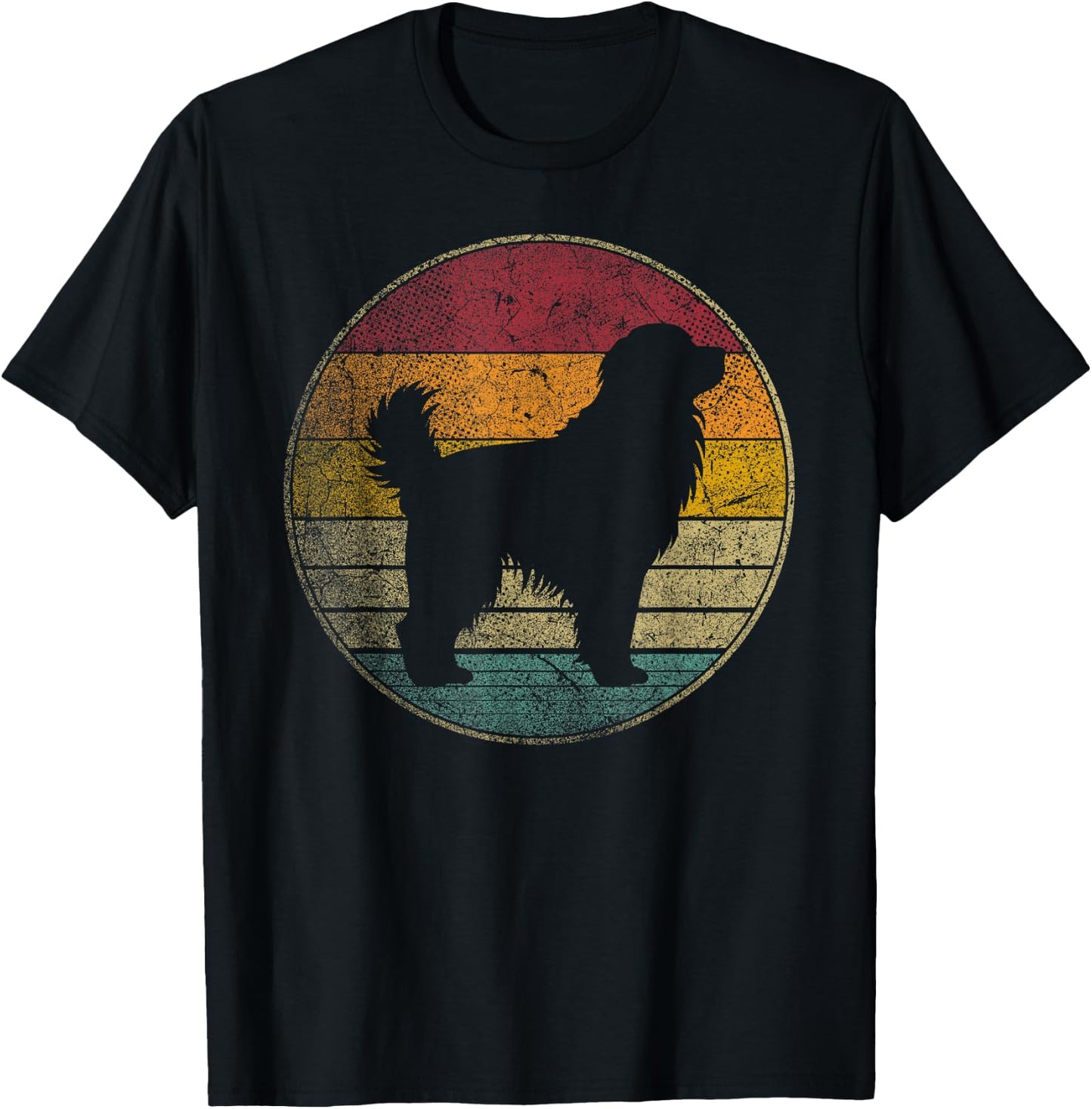 Newfoundland Dog Vintage Silhouette 70s 80s Retro Distressed Men Women Kids T-Shirt - T-Shirt | Black