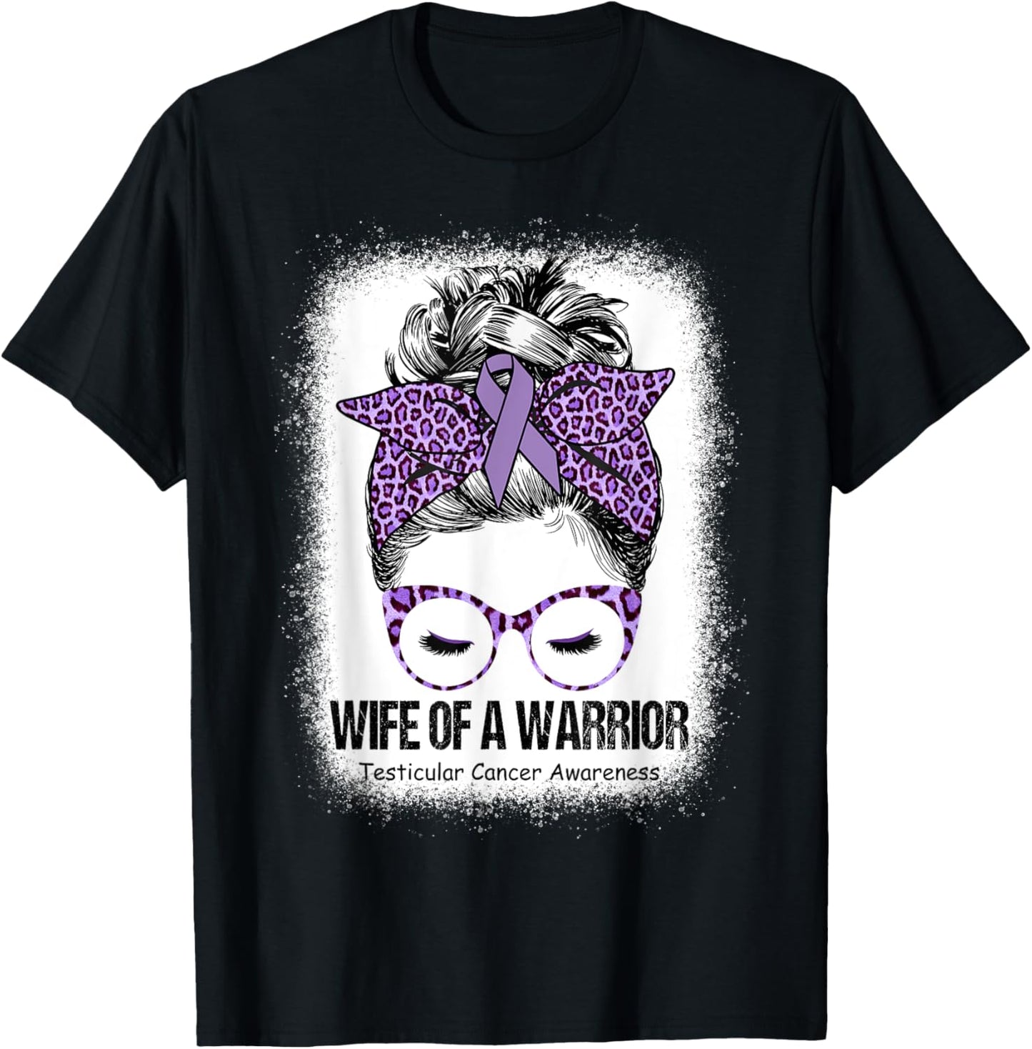 Wife of a Warrior Purple Ribbon Testicular Cancer Awareness T-Shirt - T-Shirt | Black