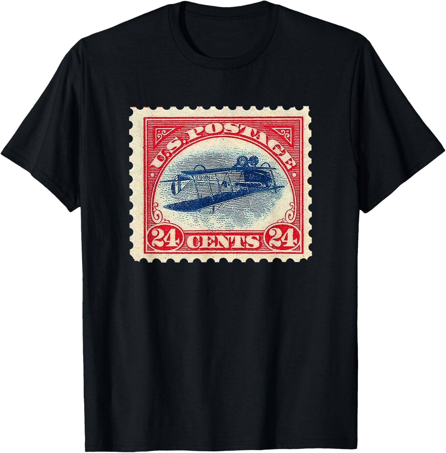 Retro Vintage 1900's Upside Down Jenny Postage Stamp T-Shirt - T-Shirt | Black