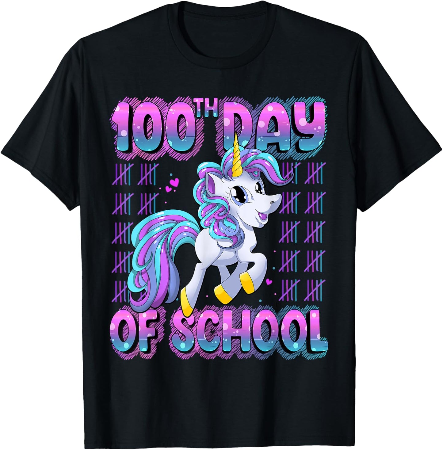 100 Days Of School Shirt Unicorn 100 Days Smarter 100th Day T-Shirt - T-Shirt | Black