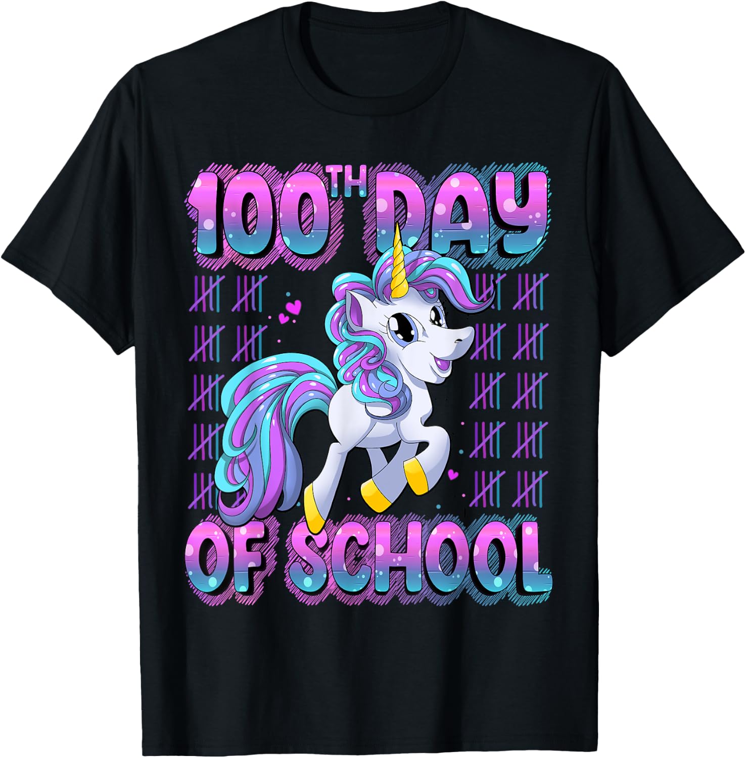100 Days Of School Shirt Unicorn 100 Days Smarter 100th Day T-Shirt - T-Shirt | Black