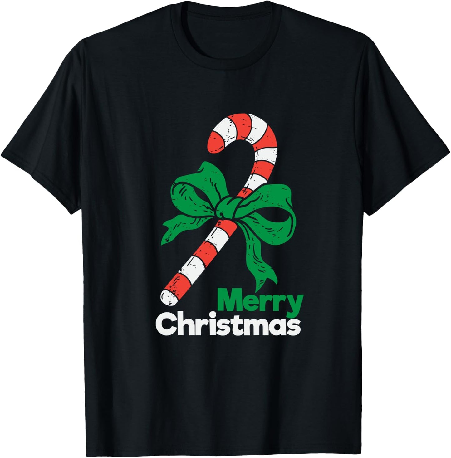 Merry Christmas Candy Canes T-Shirt - T-Shirt | Black