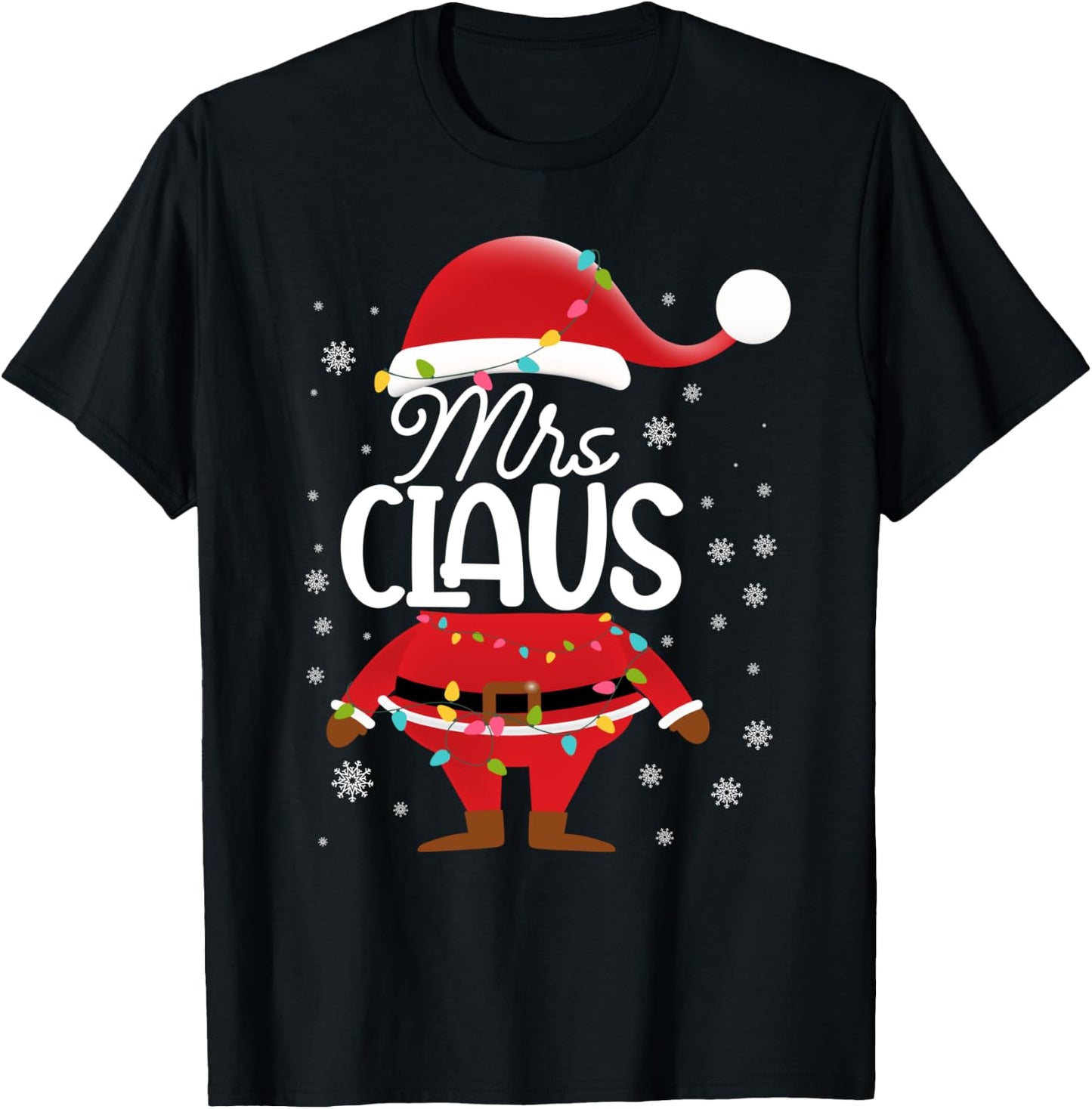 Family Santa Mrs Claus Matching Christmas Women Mom Wife T-Shirt - T-Shirt | Black
