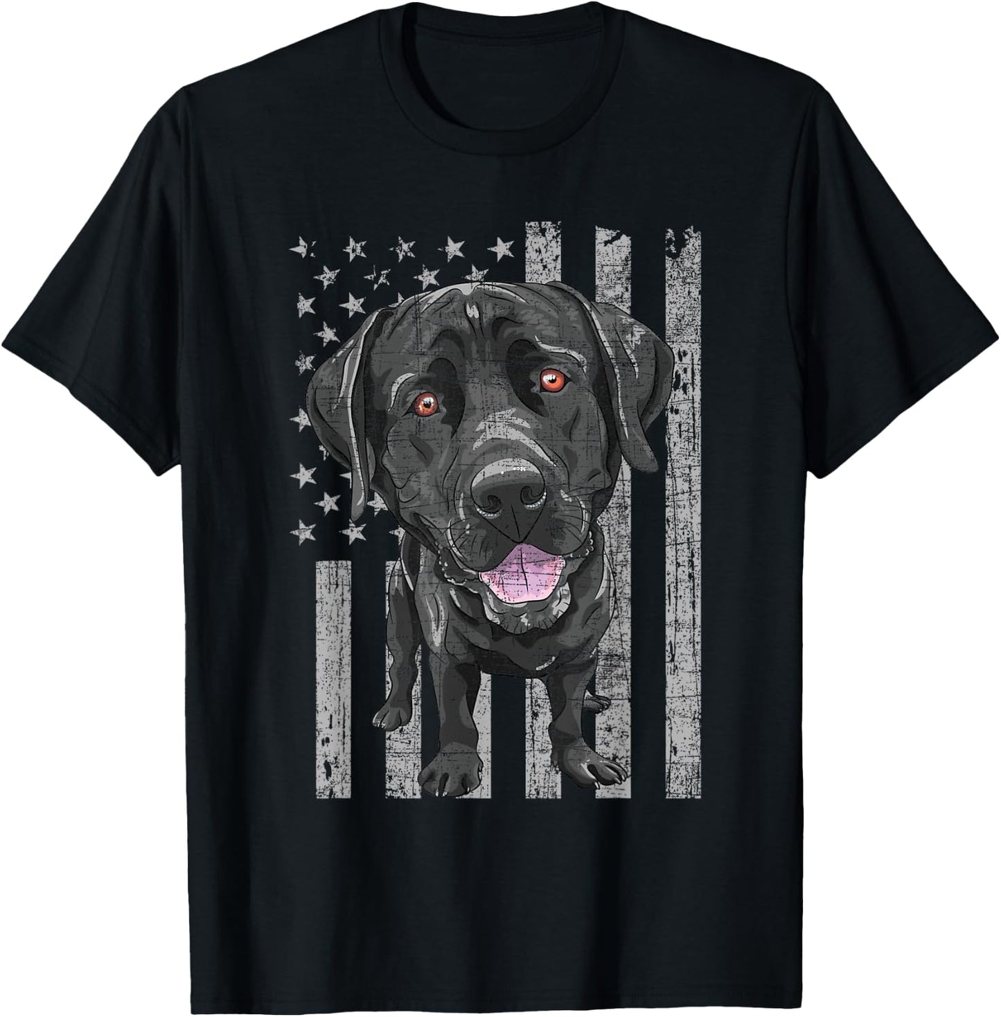 Patriotic Black Labrador - USA American Flag Dog Lover T-Shirt - T-Shirt | Black