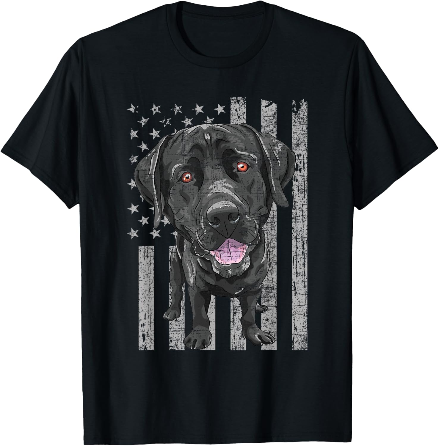 Patriotic Black Labrador - USA American Flag Dog Lover T-Shirt - T-Shirt | Black