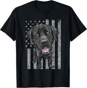 Patriotic Black Labrador - USA American Flag Dog Lover T-Shirt - T-Shirt | Black