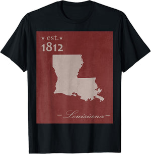 Louisiana LA Map Grunge Vintage State Graphic Women Men T-Shirt - T-Shirt | Black