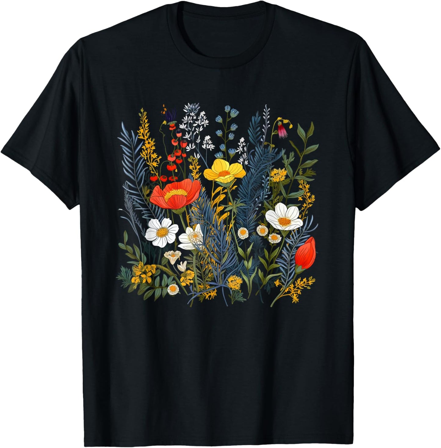 Summery colorful wild Flower for Flowers and Herbs Lovers T-Shirt - T-Shirt | Black