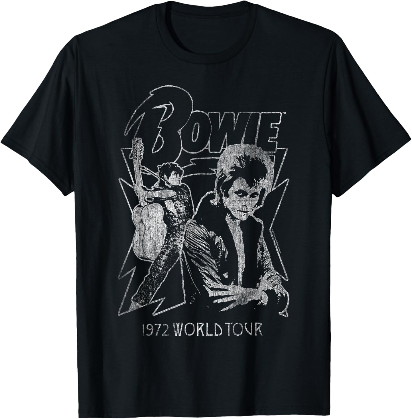 David Bowie Music Rock Mono 1972 World Tour T-Shirt - T-Shirt | Black