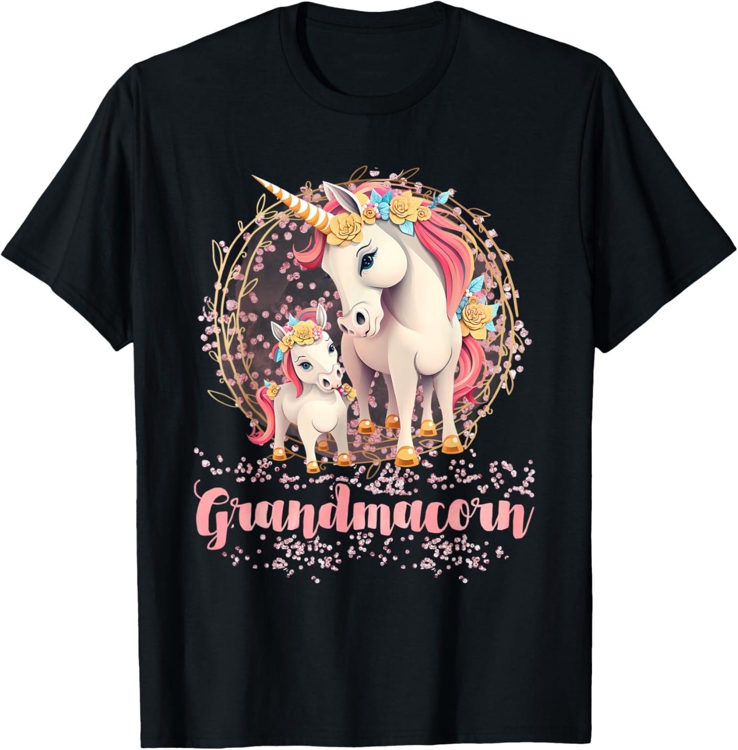 Grandmacorn Mother's day Grandmother Grandma Unicorn T-Shirt - T-Shirt | Black