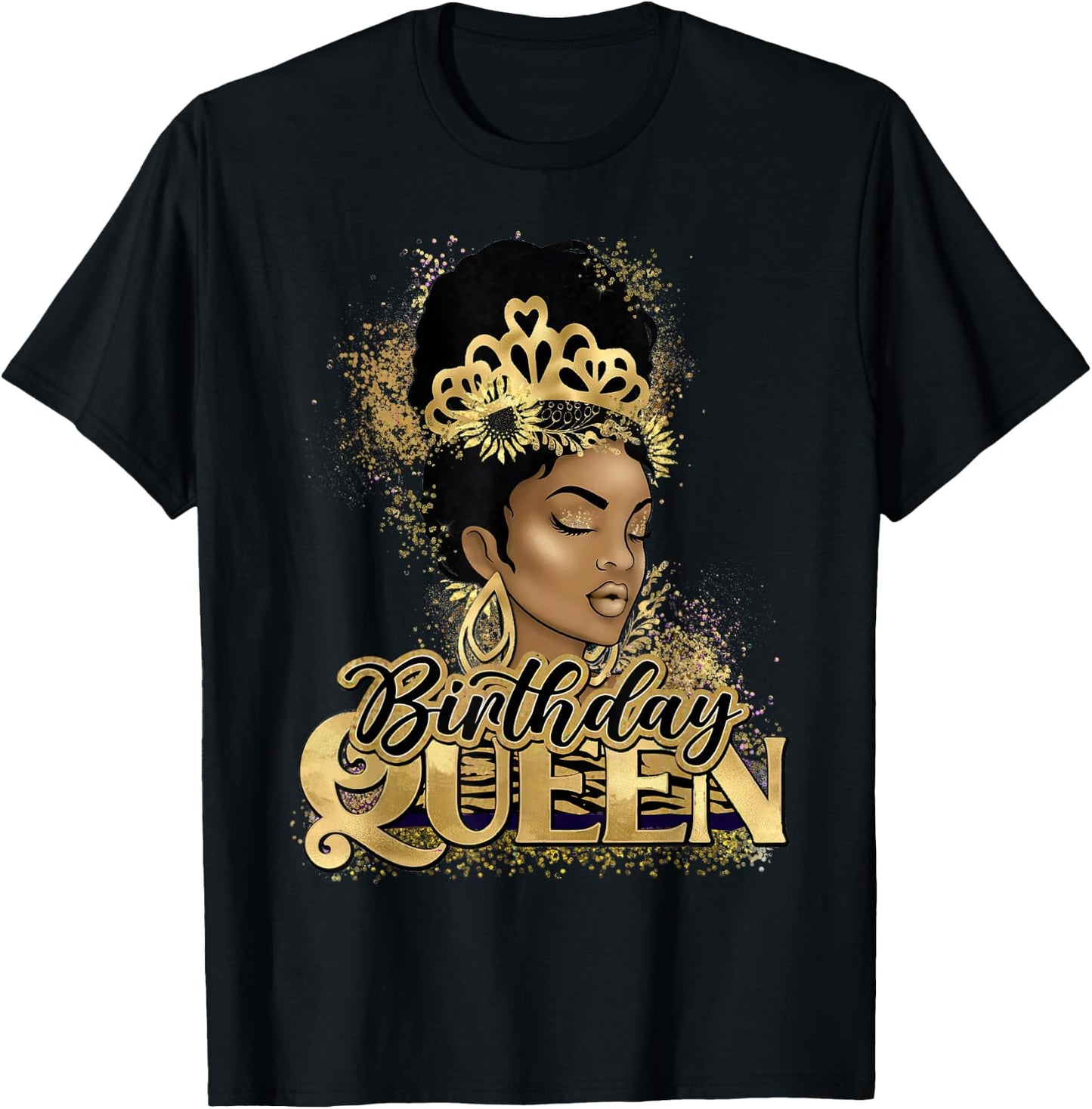 Birthday Queen African American Black Woman T-Shirt - T-Shirt | Black