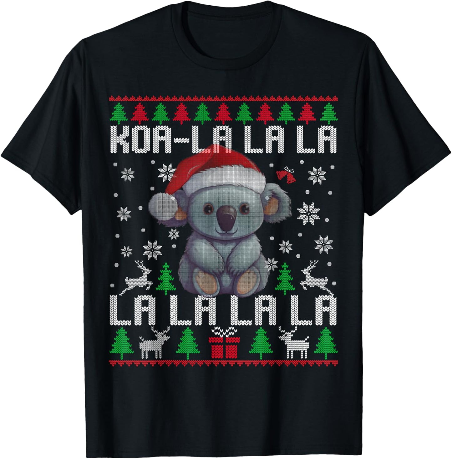Koa-la la la Cute Koala Ugly Christmas Australian Men Kids T-Shirt - T-Shirt | Black