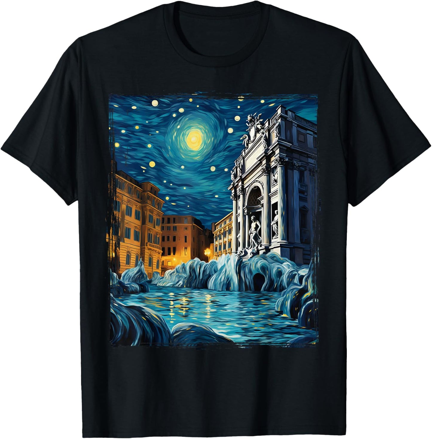 Cool Vintage Rome Italy Souvenir Rome Italy Trevi Fountain T-Shirt - T-Shirt | Black
