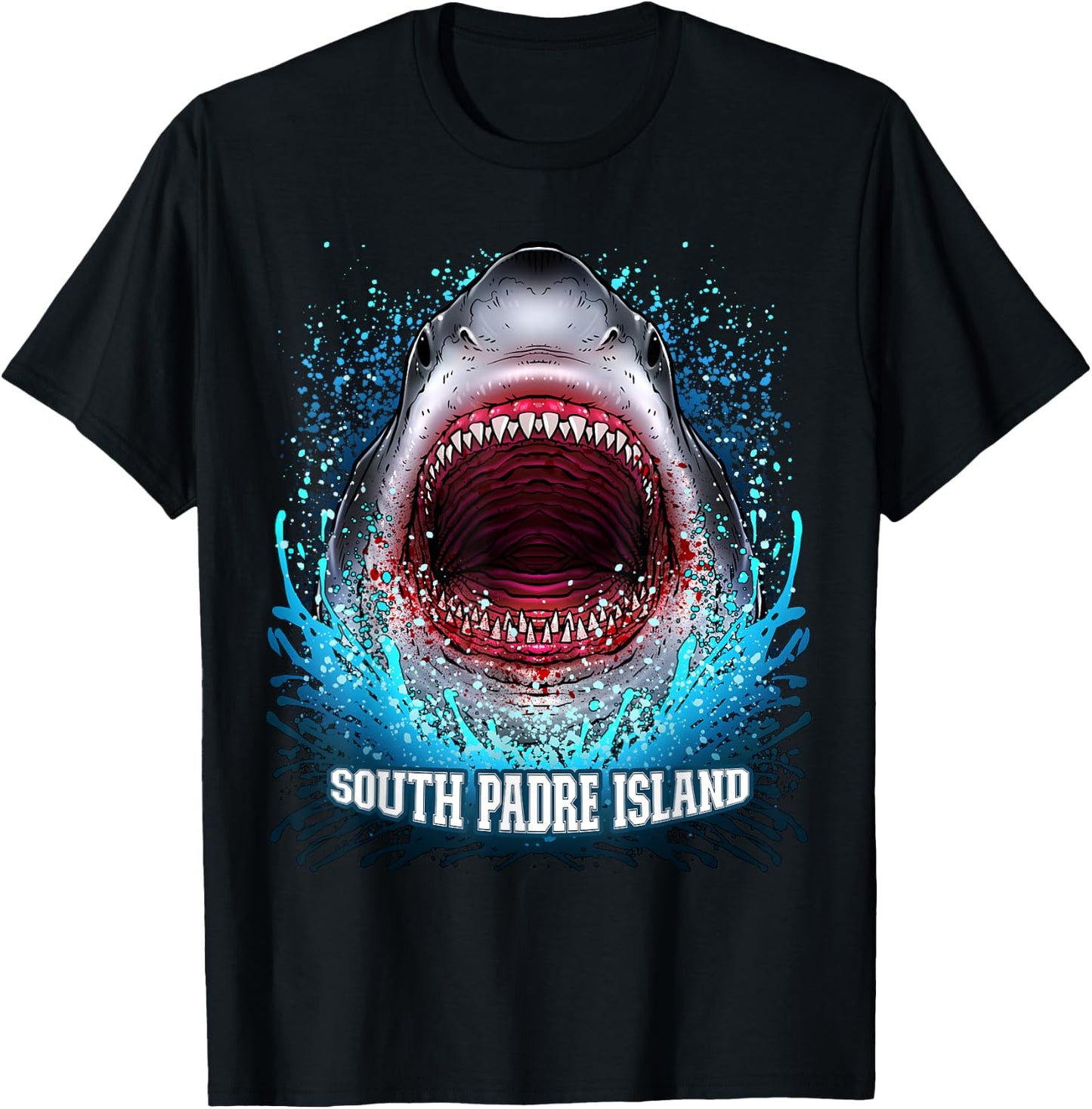 South Padre Island Texas Vacation Great White Shark Beach T-Shirt - T-Shirt | Black