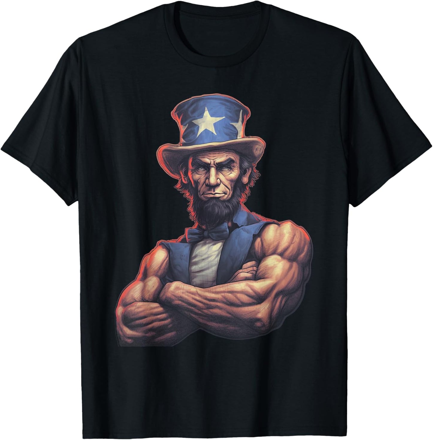 USA 4th Of July, Abraham Lincoln Funny Workout Muscles T-Shirt - T-Shirt | Black