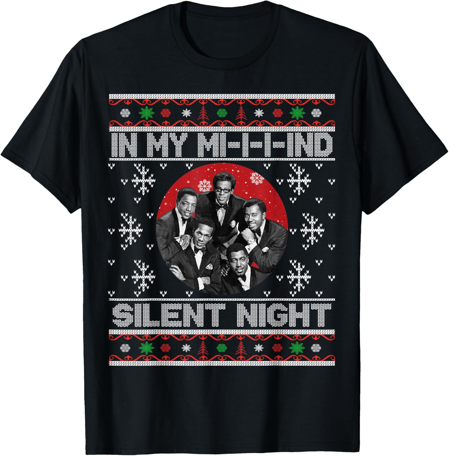 In My Mind Silent Night Ugly Christmas Xmas Family Sweater T-Shirt - T-Shirt | Black
