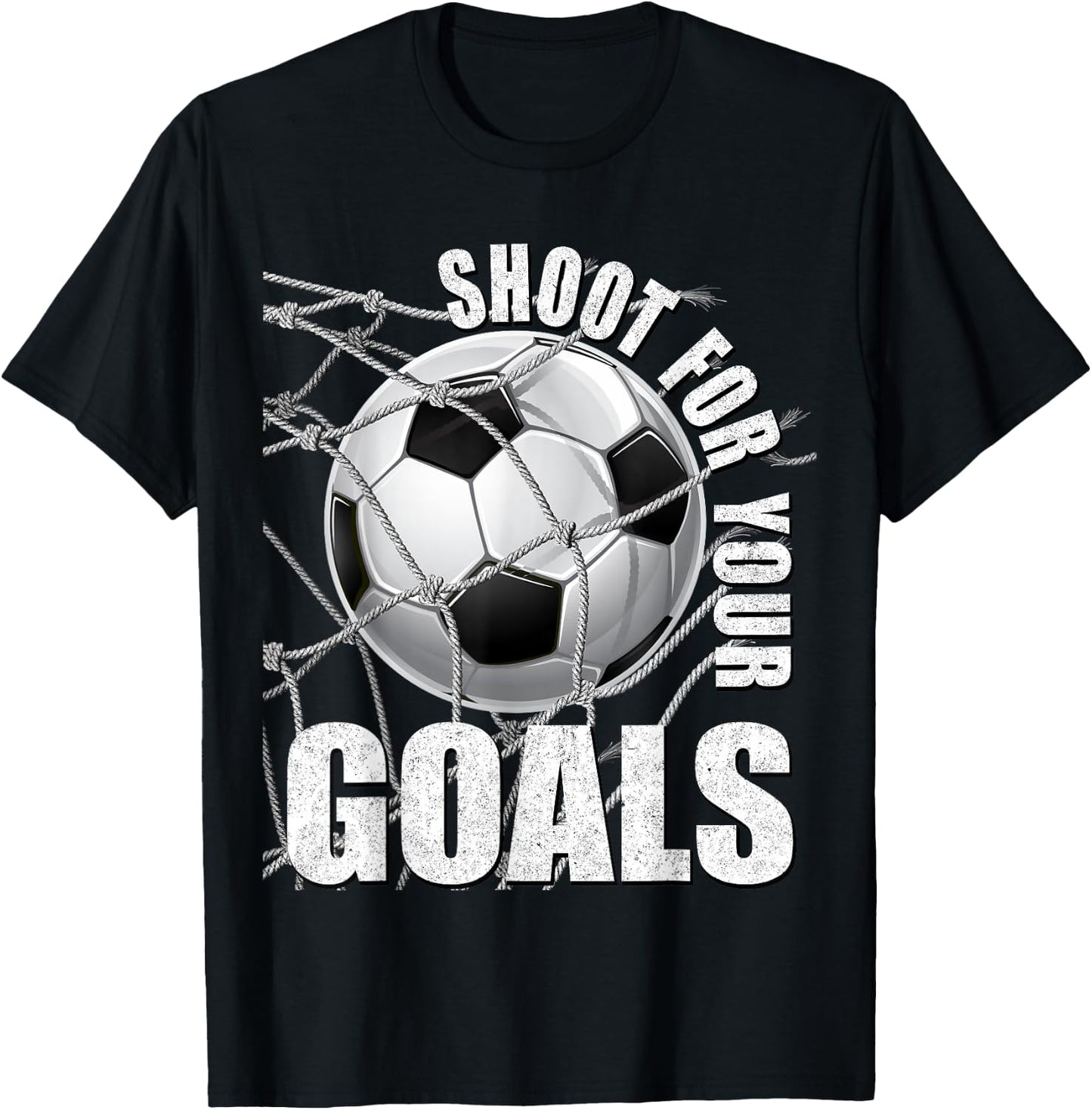 Shoot for Your Goals Kids Soccer Themed Motivational Teacher T-Shirt - T-Shirt | Black