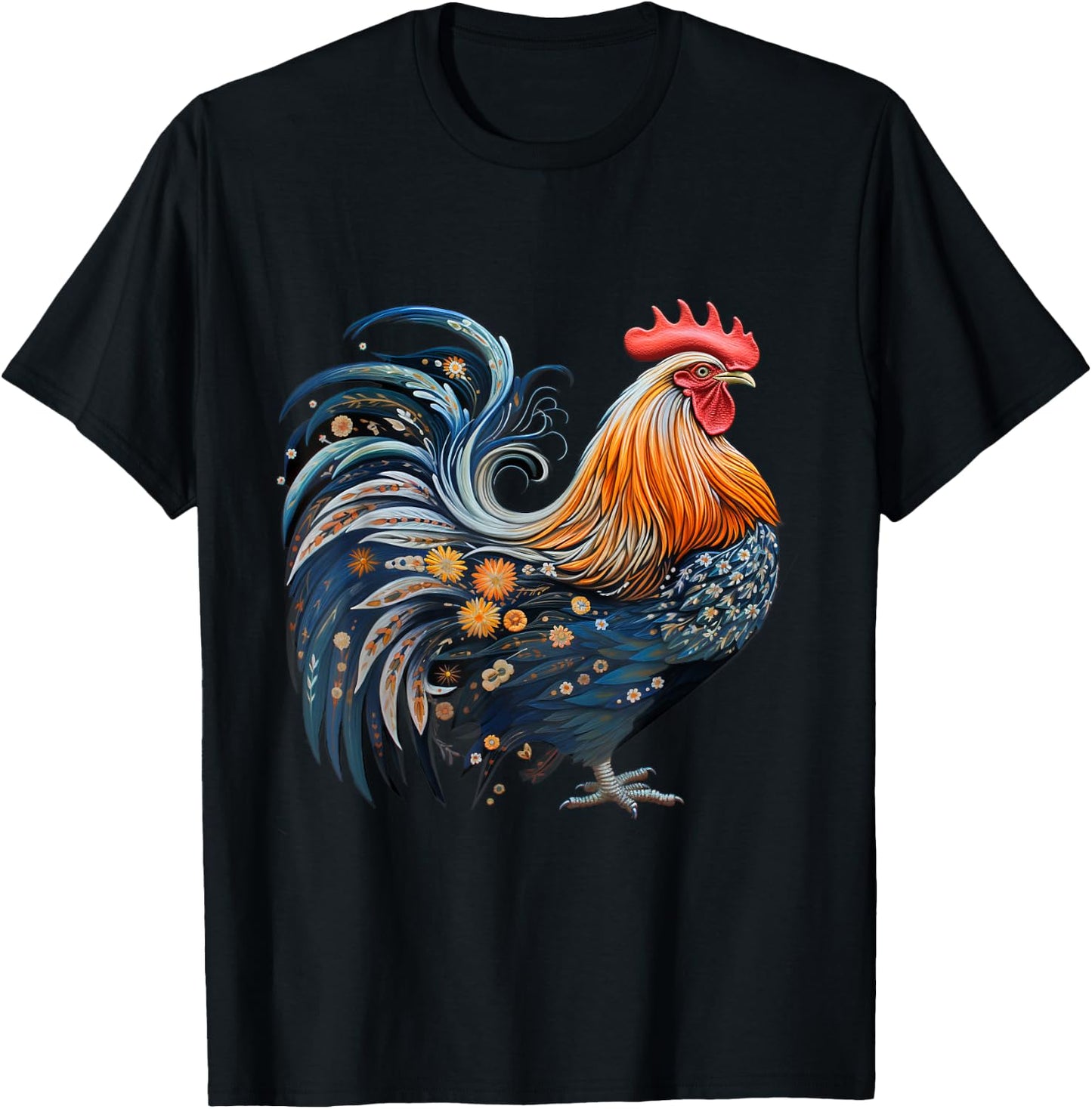 Rooster Chicken Female Fighting Cock Bird Farmland Earth Day T-Shirt - T-Shirt | Black