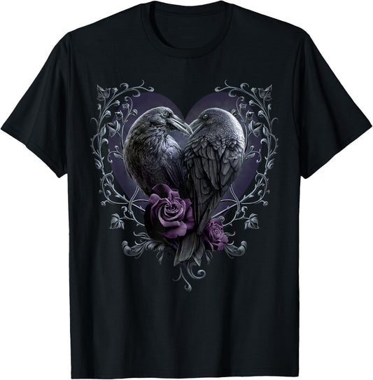 Spiral Original - Raven Heart - Gothic Ravens T-Shirt - T-Shirt | Black