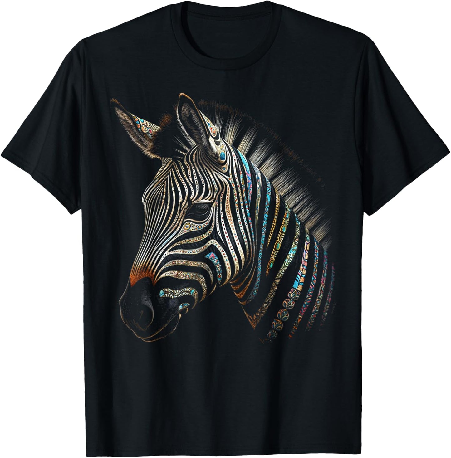 Zebra Lover Artwork | Animal Motif Zebra T-Shirt - T-Shirt | Black