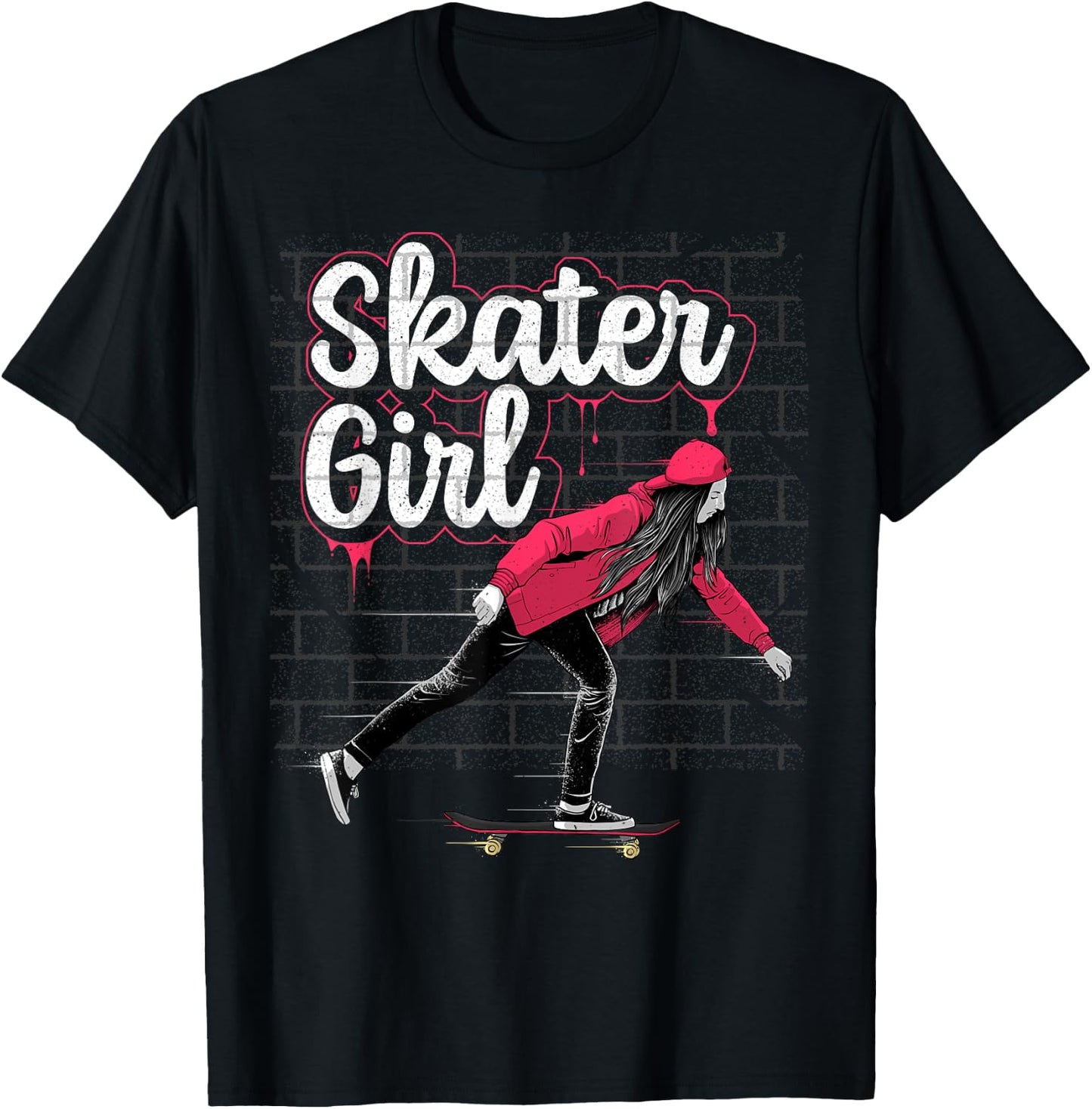 Cool Skateboard Art For Teen Girls Kids Skateboarding Skater T-Shirt - T-Shirt | Black