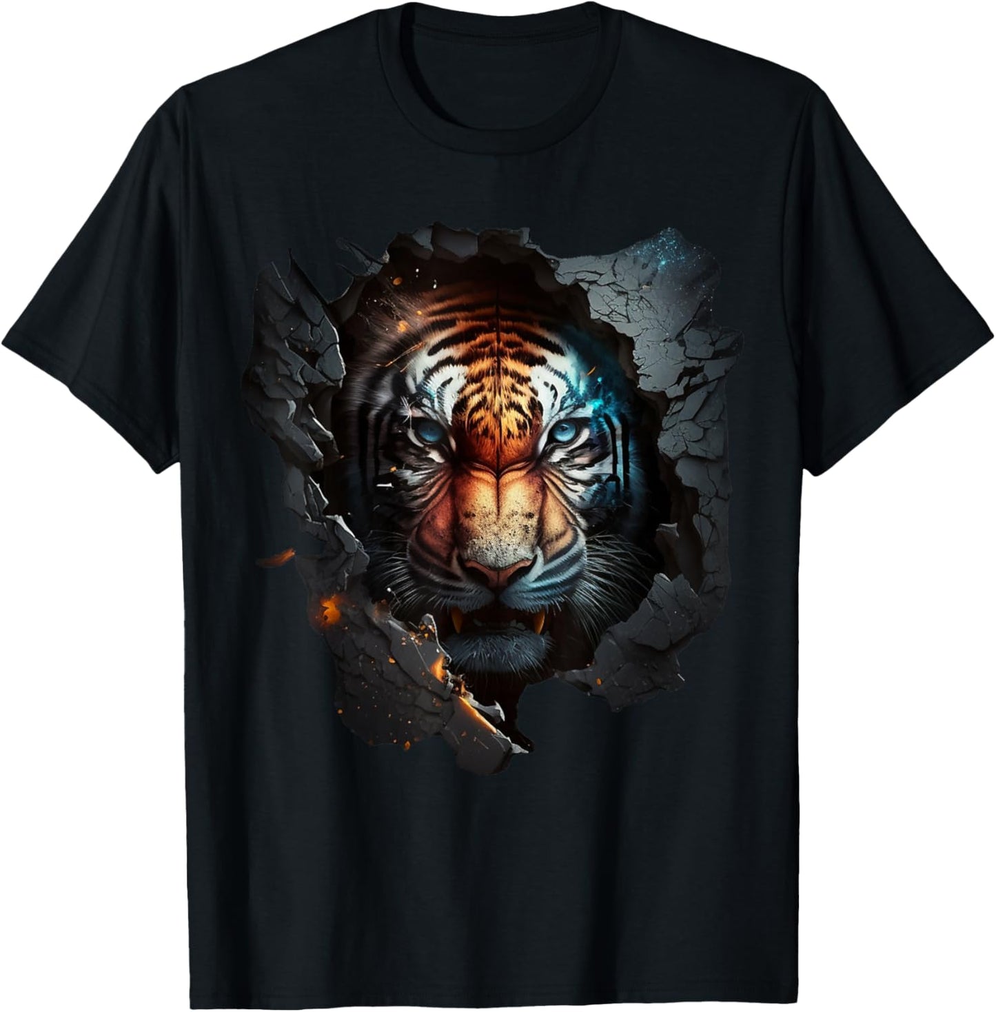 Tiger animals art animal motif zoo print tiger T-Shirt - T-Shirt | Black