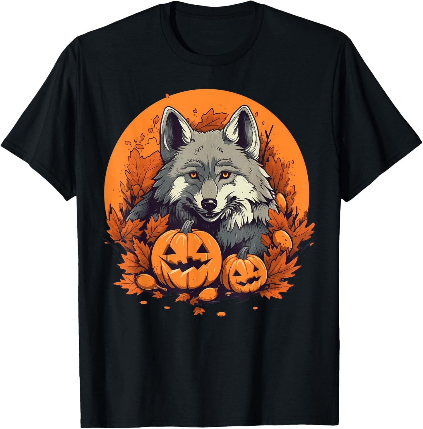 Pumpkin Wolf costume on Wolf Halloween T-Shirt - T-Shirt | Black