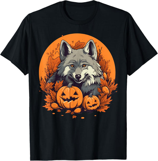 Pumpkin Wolf costume on Wolf Halloween T-Shirt - T-Shirt | Black