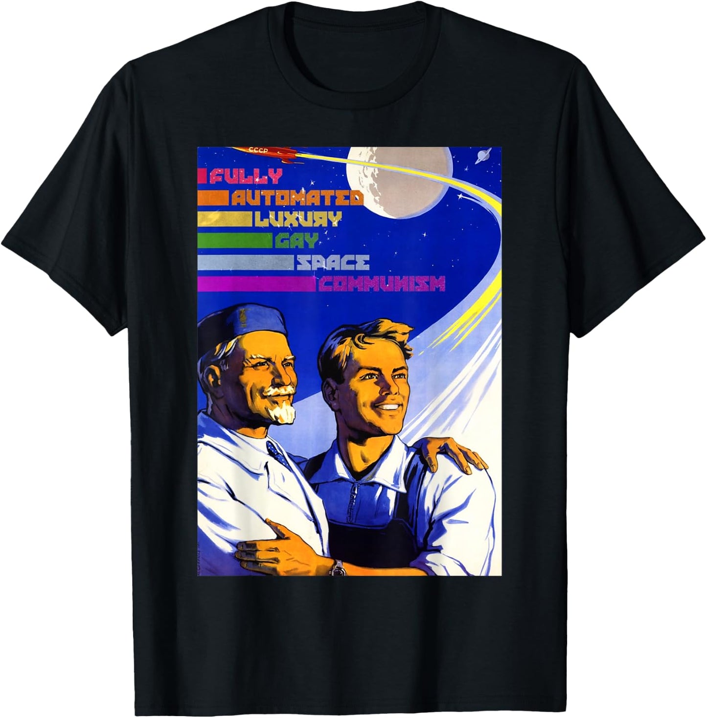 Fully Automated Luxury Gay Space Communism Photographic T-Shirt - T-Shirt | Black