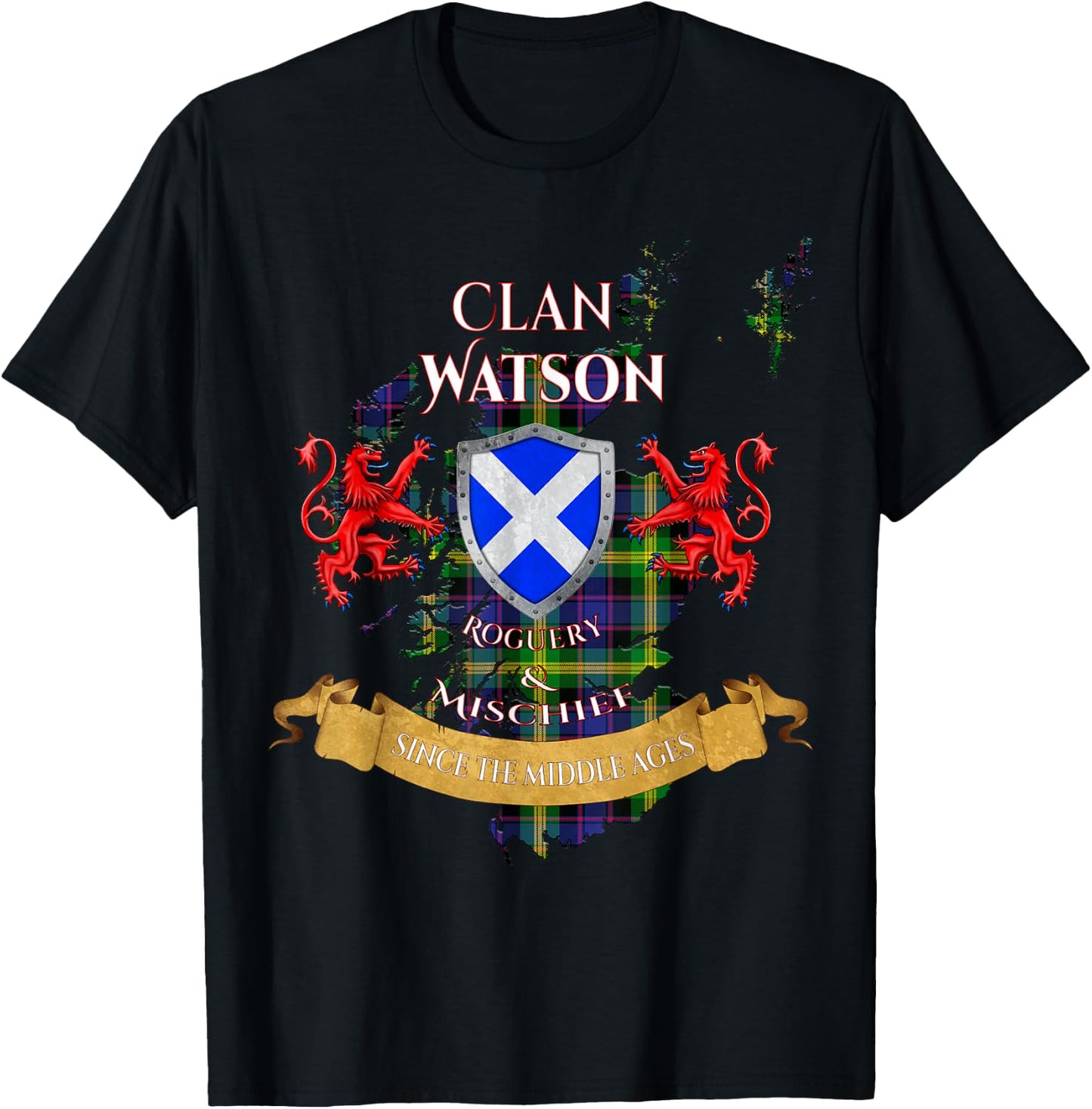 Watson Scottish Family Clan Middle Ages Mischief T-Shirt - T-Shirt | Black