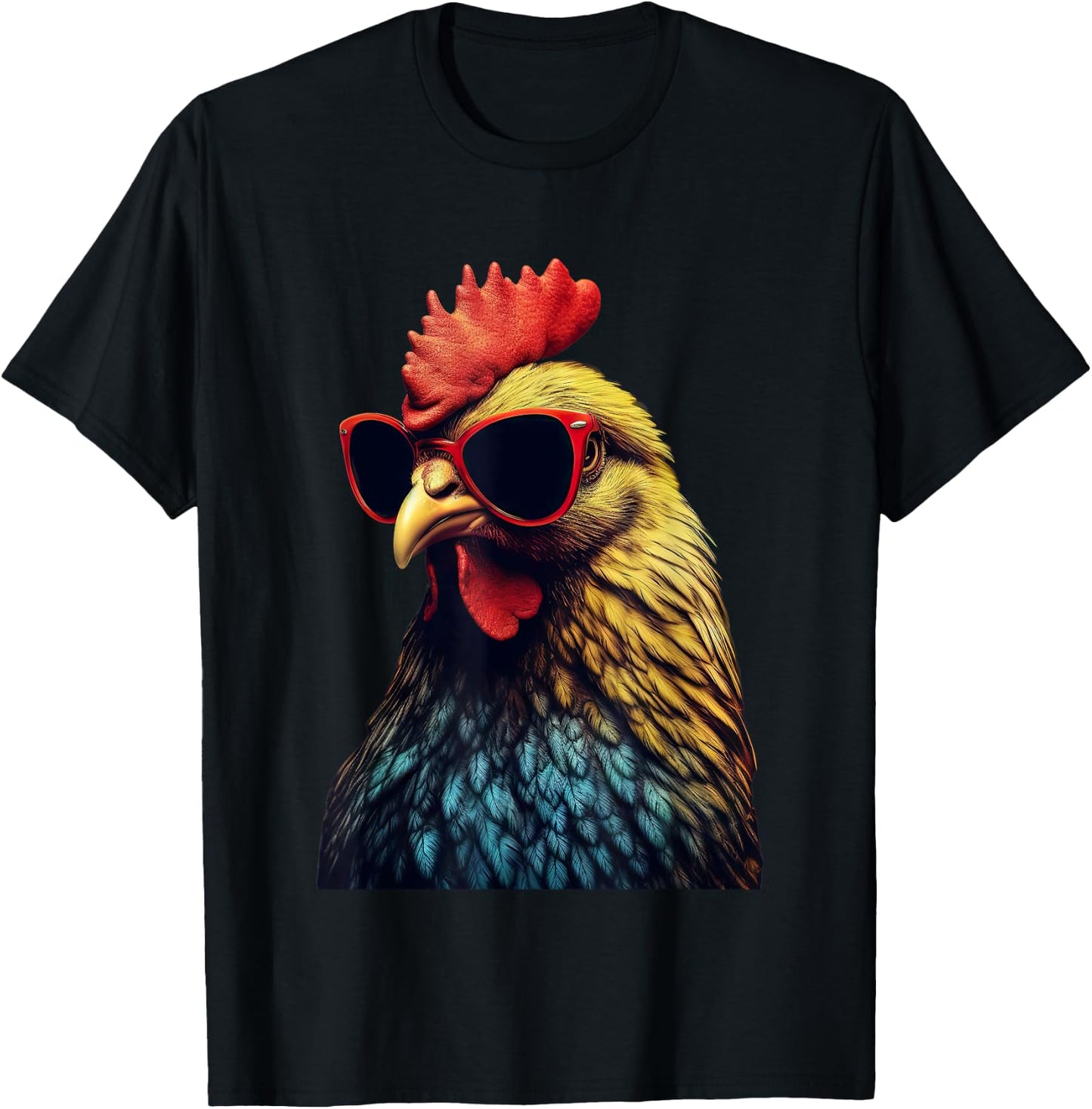 Funny Farm Cicken Animals gift Retro Vintage Chicken Cool Rooster Wearing Sunglasses -Kids T-Shirt - T-Shirt | Black