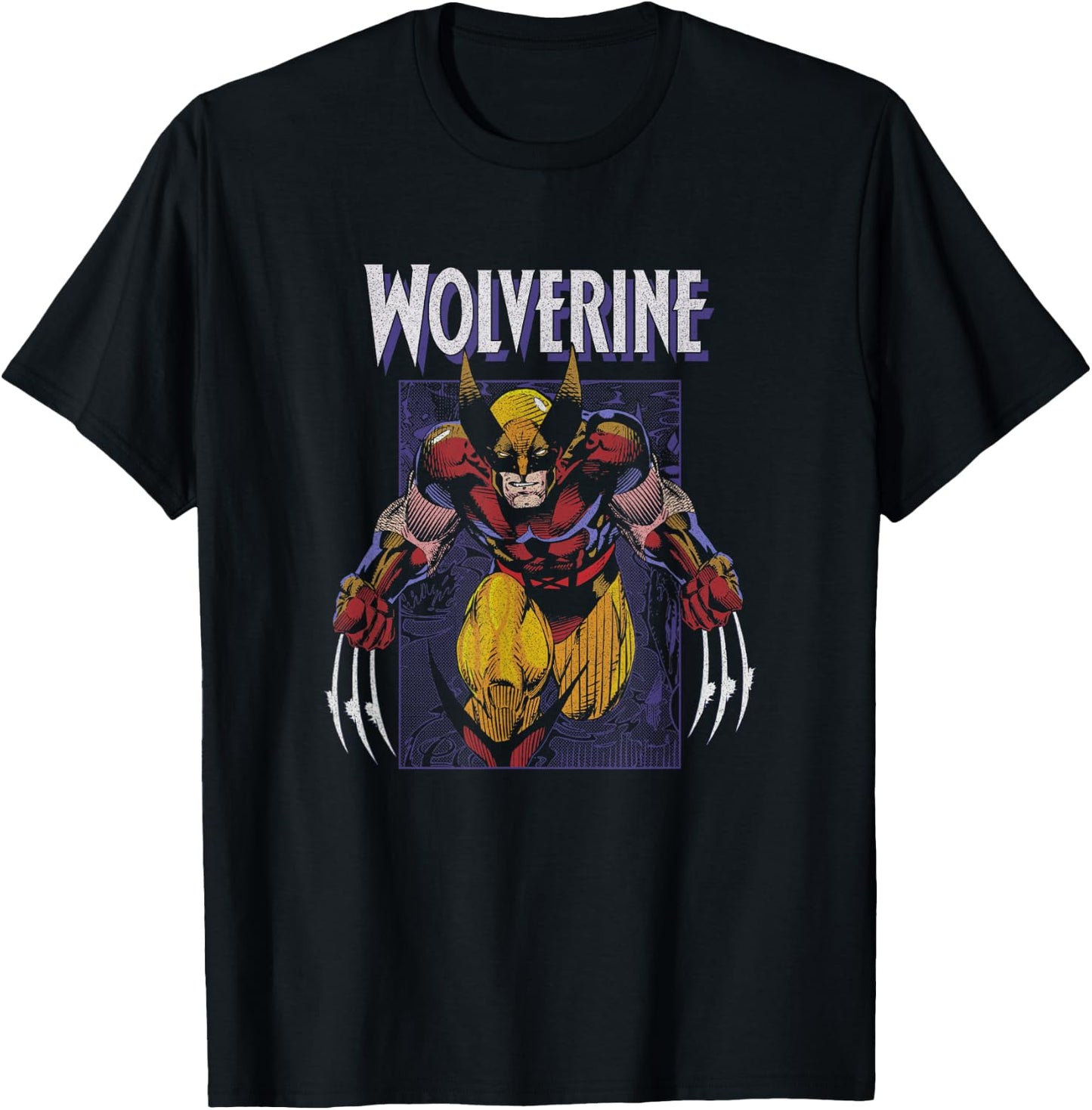 Marvel X-Men Wolverine Preying Vintage Portrait T-Shirt - T-Shirt | Black