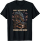 Easily Distracted By Dragons And Books Nerd Dragon Book T-Shirt - T-Shirt | Black