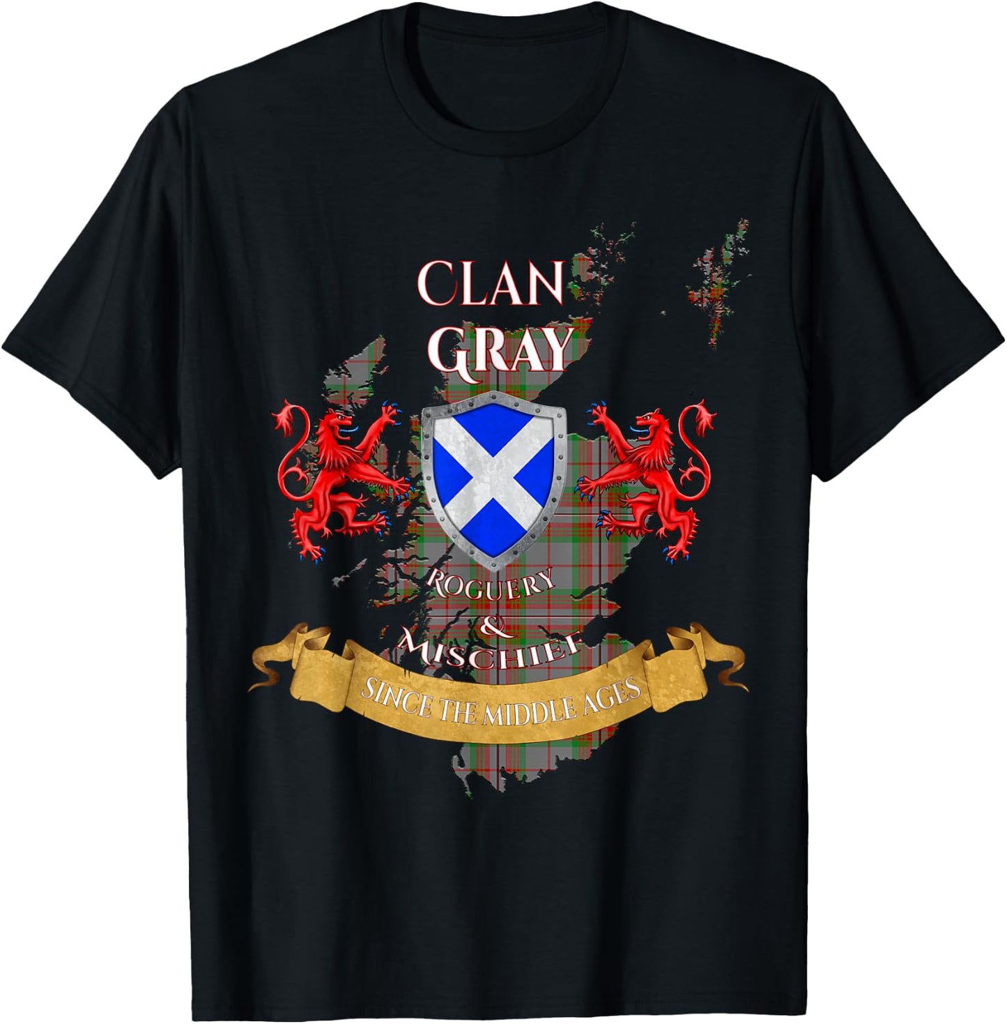 Gray Scottish Family Clan Middle Ages Mischief T-Shirt - T-Shirt | Black