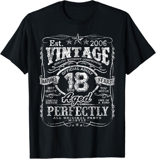 Vintage 2006 Limited Edition 18 Year Old Gifts 18th Birthday T-Shirt - T-Shirt | Black