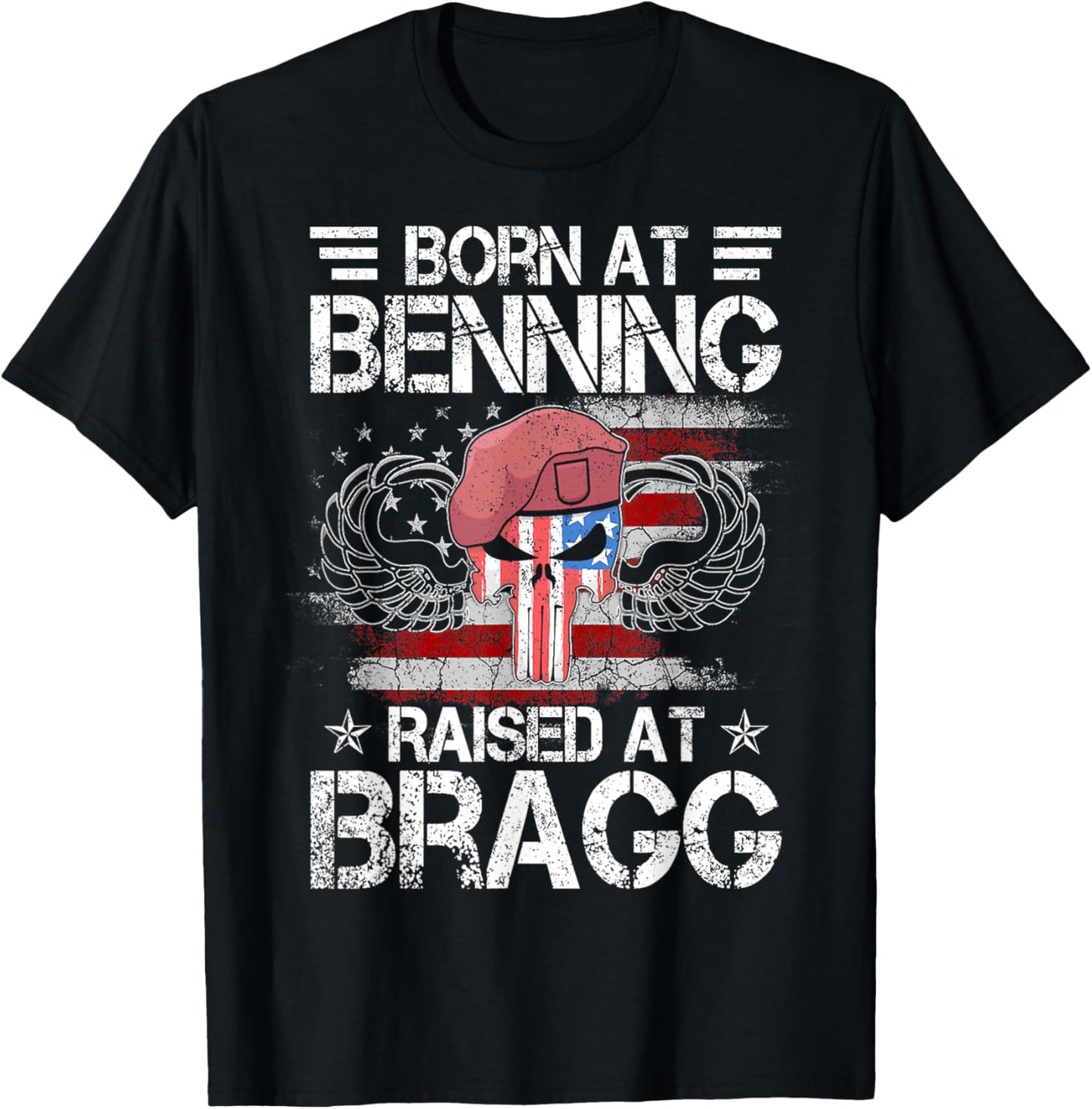 82nd Airborne Division Born At Ft Benning Raised Fort Bragg T-Shirt - T-Shirt | Black