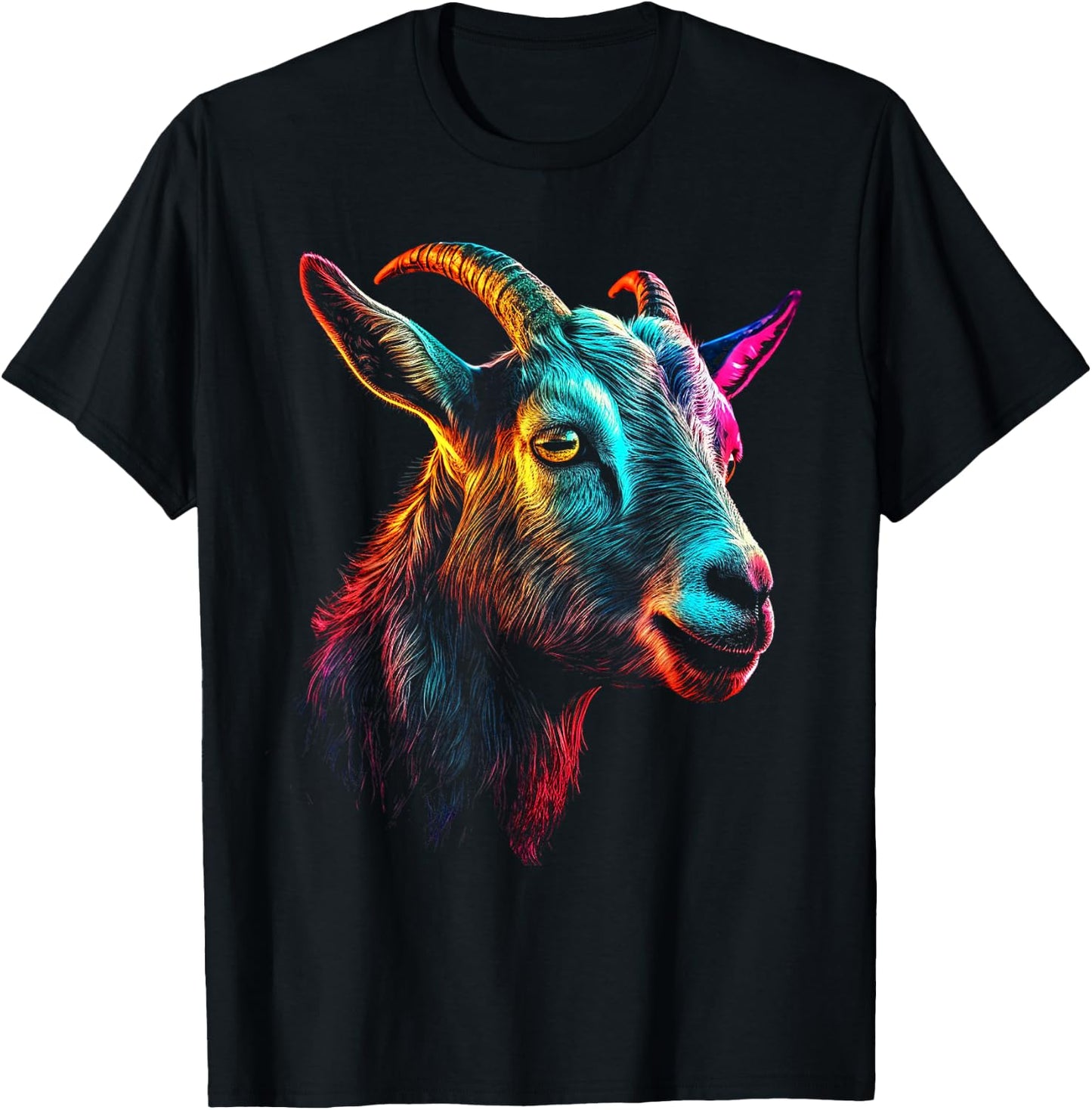 Goat Colorful Artwork | Animal Motif Goat T-Shirt - T-Shirt | Black