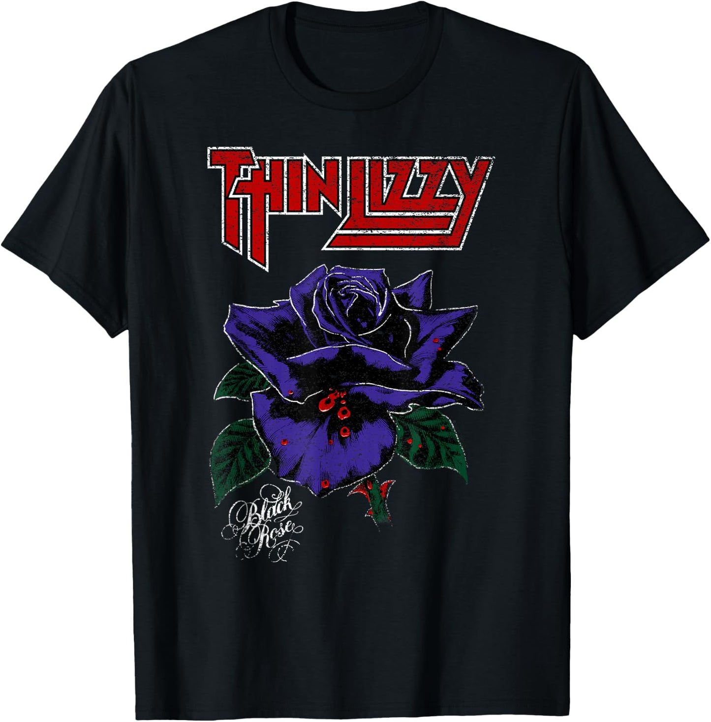 Thin Lizzy – Black Rose On Purple T-Shirt - T-Shirt | Black