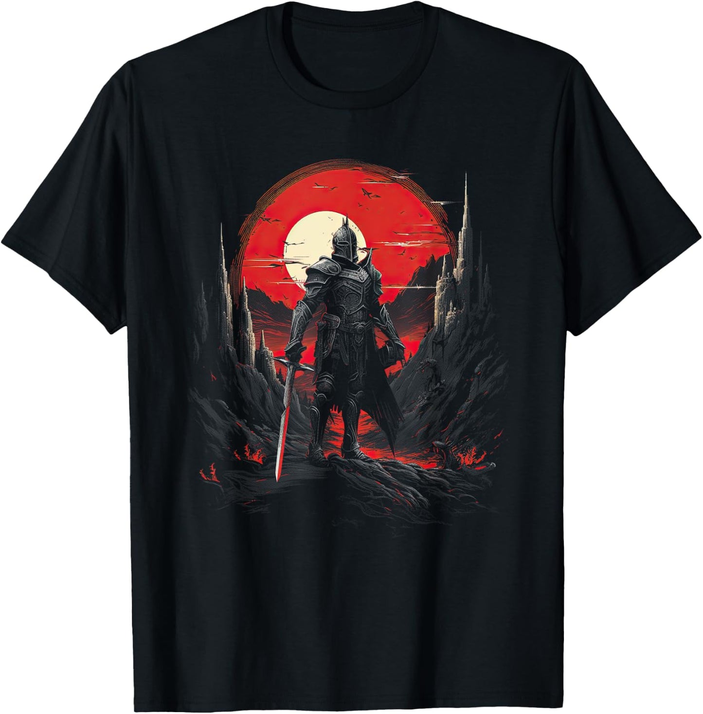 Knight Sword Chivalry Horse Fantasy T-Shirt - T-Shirt | Black