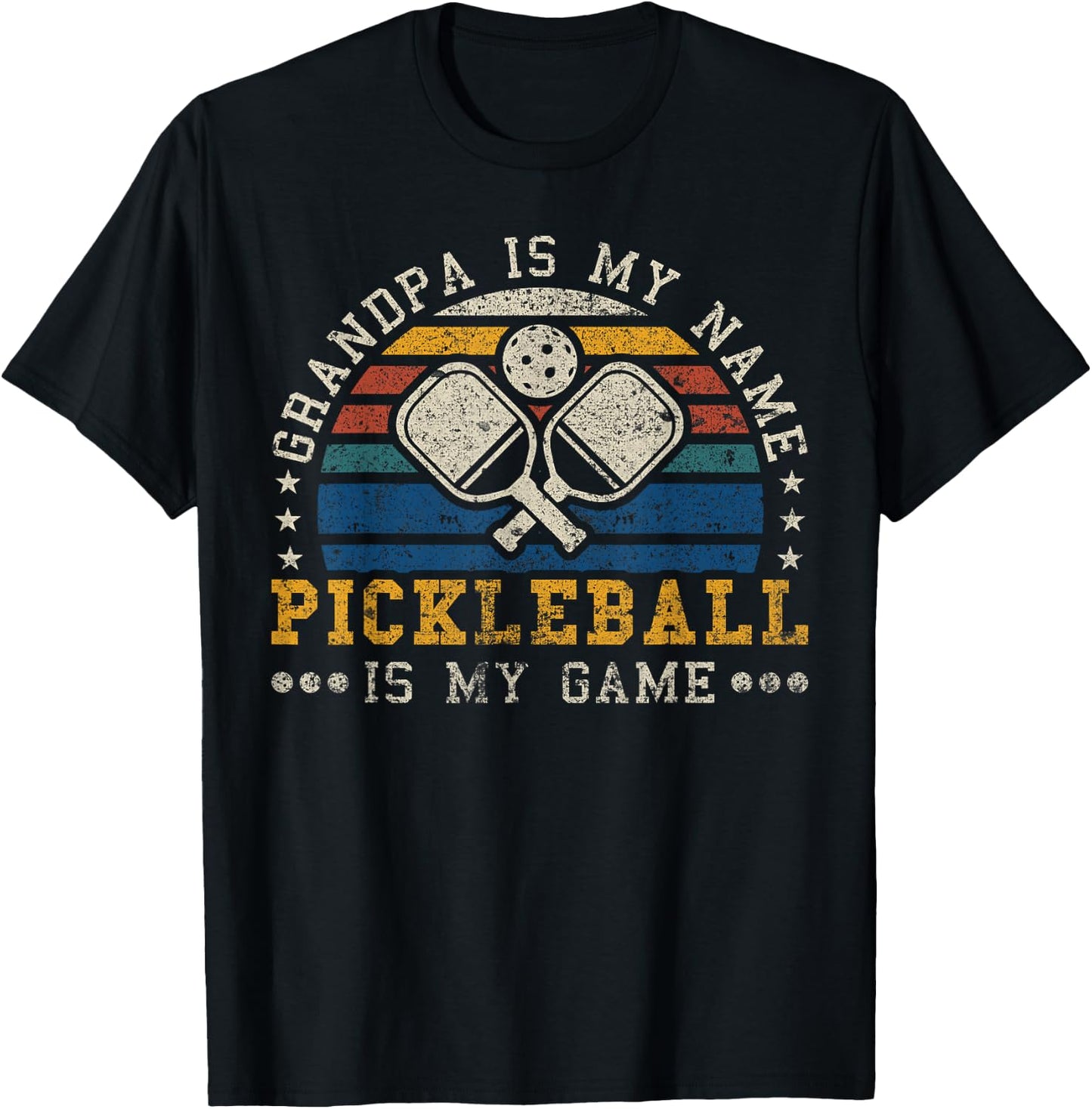 Grandpa Is My Name Pickleball Is My Game Pickleball Grandpa T-Shirt - T-Shirt | Black