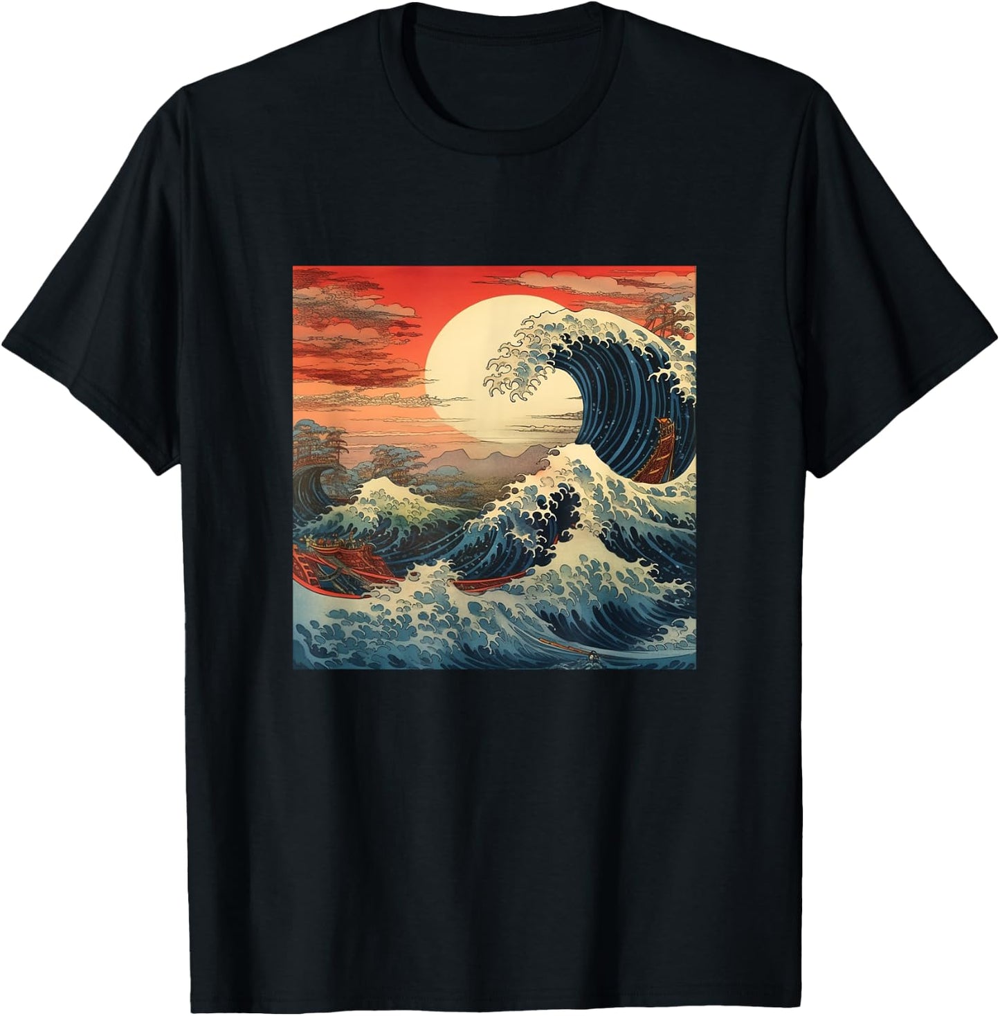 Vintage Japanese Art Cherry Blossoms Japan Woodblock T-Shirt - T-Shirt | Black