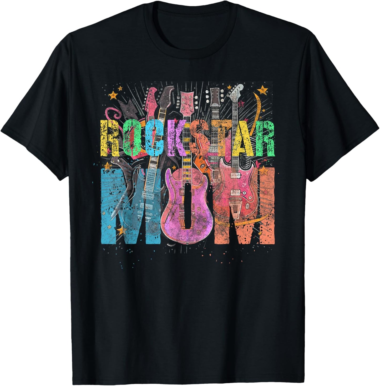 Vintage ROCKSTAR MOM Rockin' Mama Birthday Mommy Squad T-Shirt - T-Shirt | Black