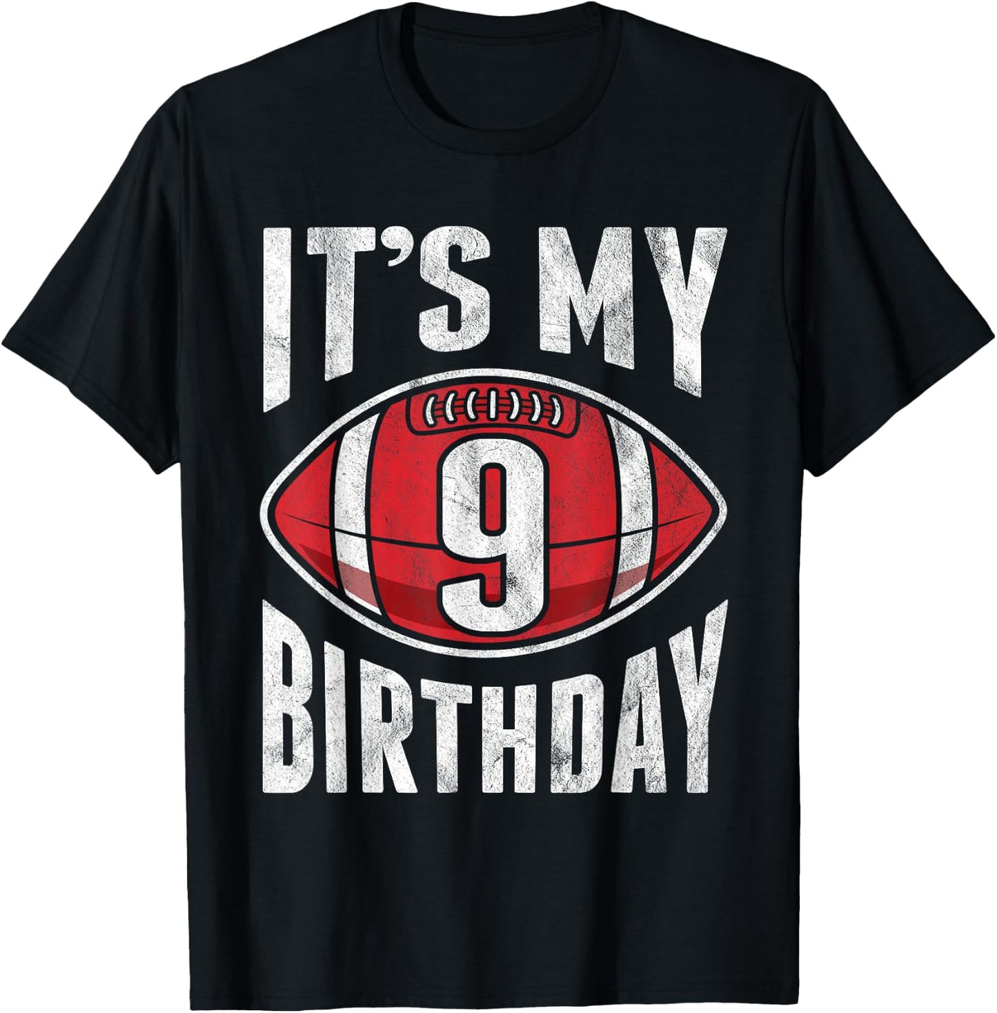 9 Years Old American Football 9th Birthday Boy Retro Style T-Shirt - T-Shirt | Black