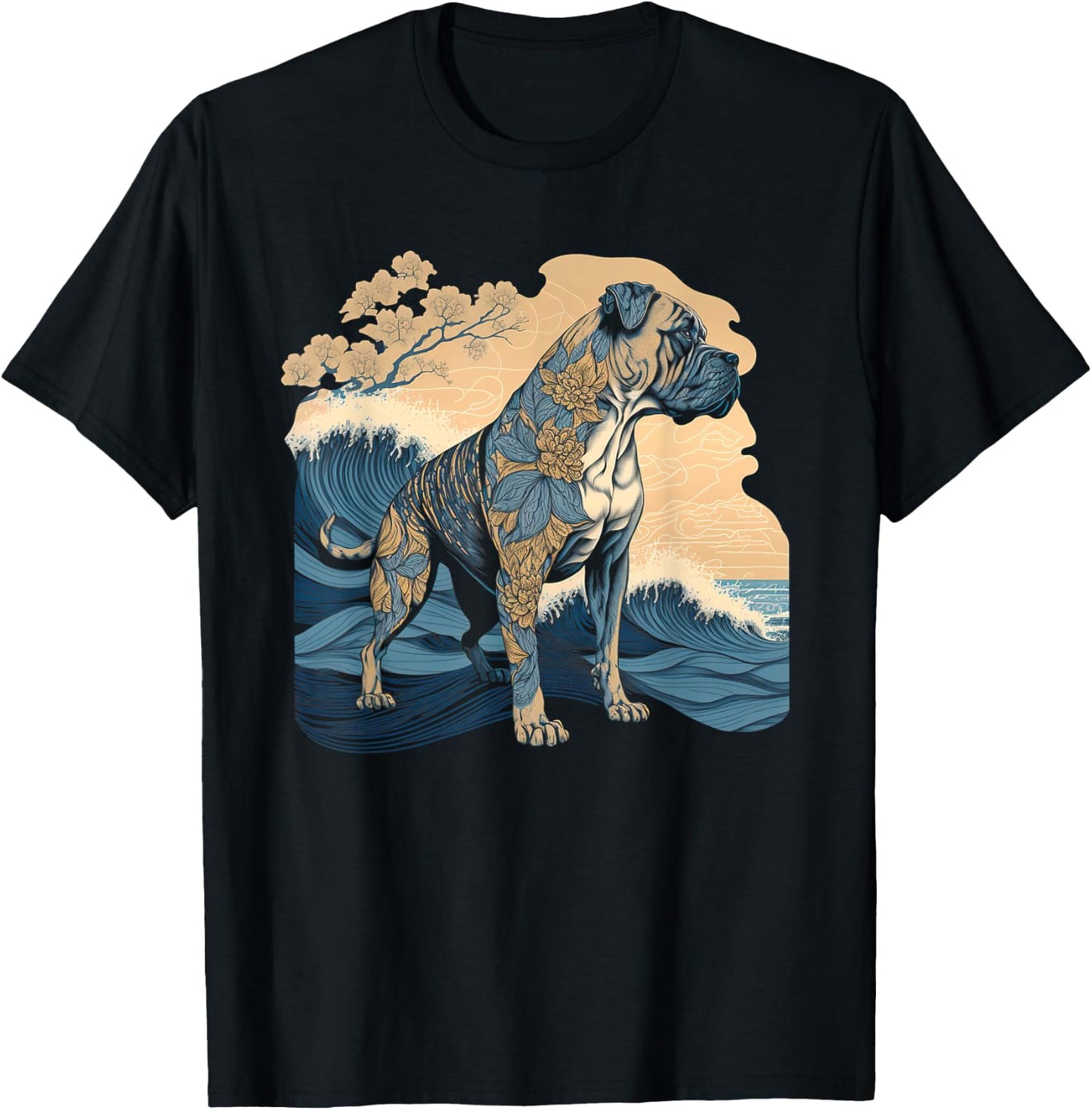 Surrealism Japanese Painting Presa Canario dog Women Kids T-Shirt - T-Shirt | Black